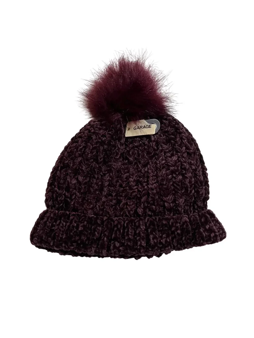 GARAGE Chenille Chunky Knit Beanie w/ Pompom Size O/S NEW Winter Cozy Colorful